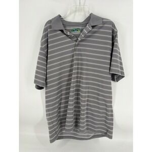 Pro Tour Cool Play Men's XL Gray Striped Short Sleeve‎ Golf Polo Shirt